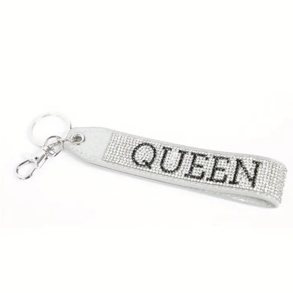 Keychain Queen Silver Rhinestone Purse Charm